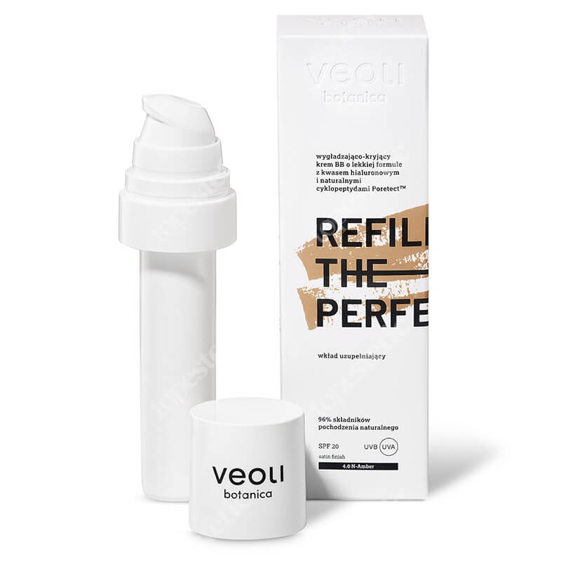 Veoli Botanica Drop of Perfection Amber - Refill Wygładzająco-kryjący krem BB o lekkiej formule z kwasem hialuronowym - uzupełnienie (kolor amber 4) 30 ml