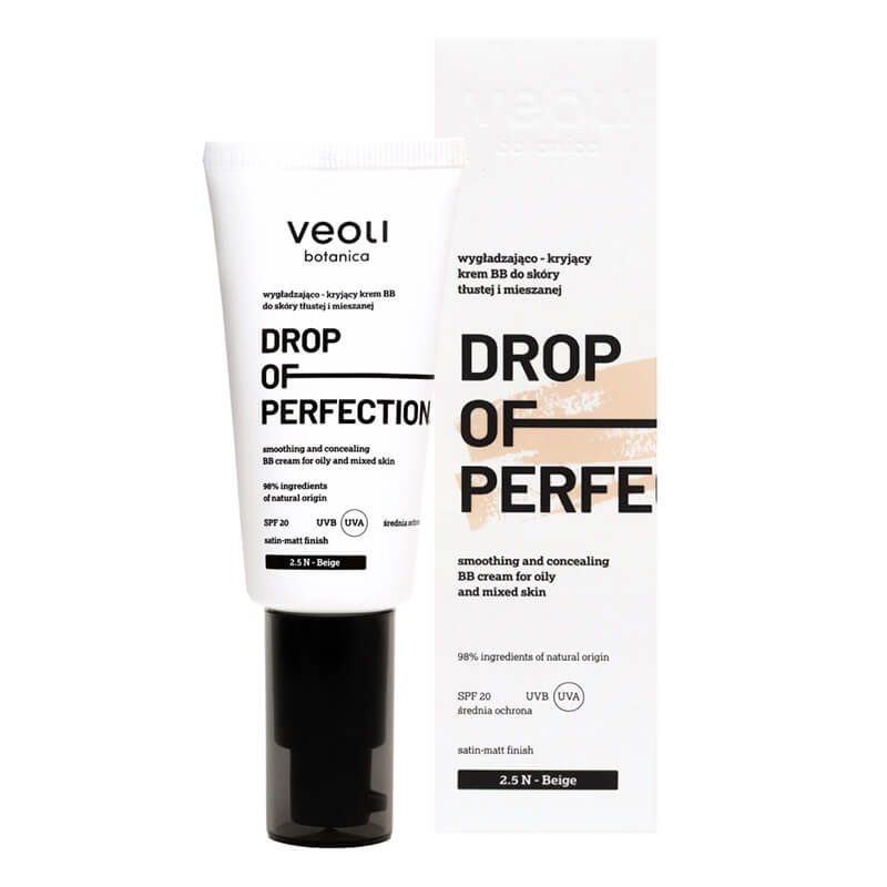 Veoli Botanica Drop of Perfection Wygładzająco-kryjący krem BB o lekkiej formule z kwasem hialuronowym (kolor Beige 2.5 N) 30 ml