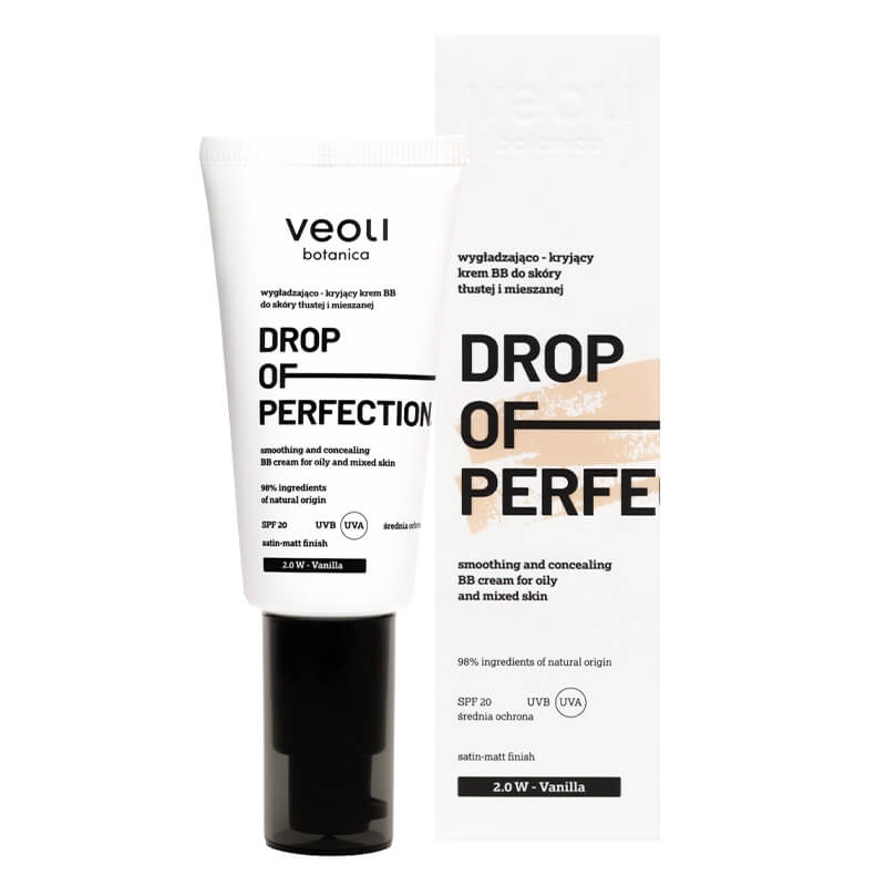 Veoli Botanica Drop of Perfection Wygładzająco-kryjący krem BB o lekkiej formule z kwasem hialuronowym (kolor Vanilla 2.0 W) 30 ml