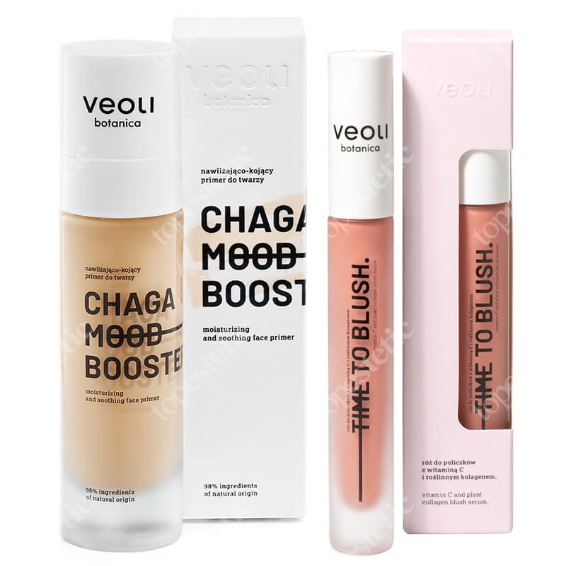 Veoli Botanica Glow Blush ZESTAW Kremowy róż do policzków 10 ml + Nawilżająco-kojący primer do twarzy 30 ml