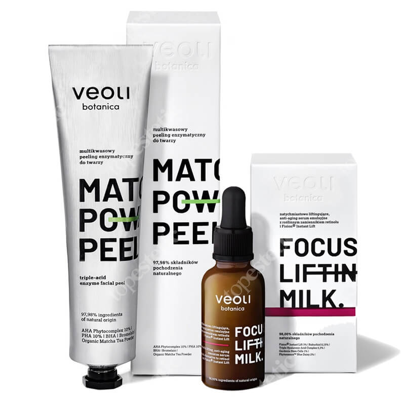 Veoli Botanica Lifting Season ZESTAW Multikwasowy peeling enzymatyczny 75 ml + Natychmiastowo liftingujące serum emulsyjne 30 ml