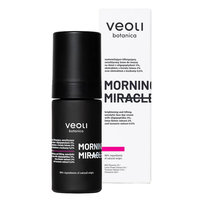 Veoli Botanica Morning Miracle Rozświetlająco-liftingujący, senolityczny krem do twarzy na dzień 30 ml