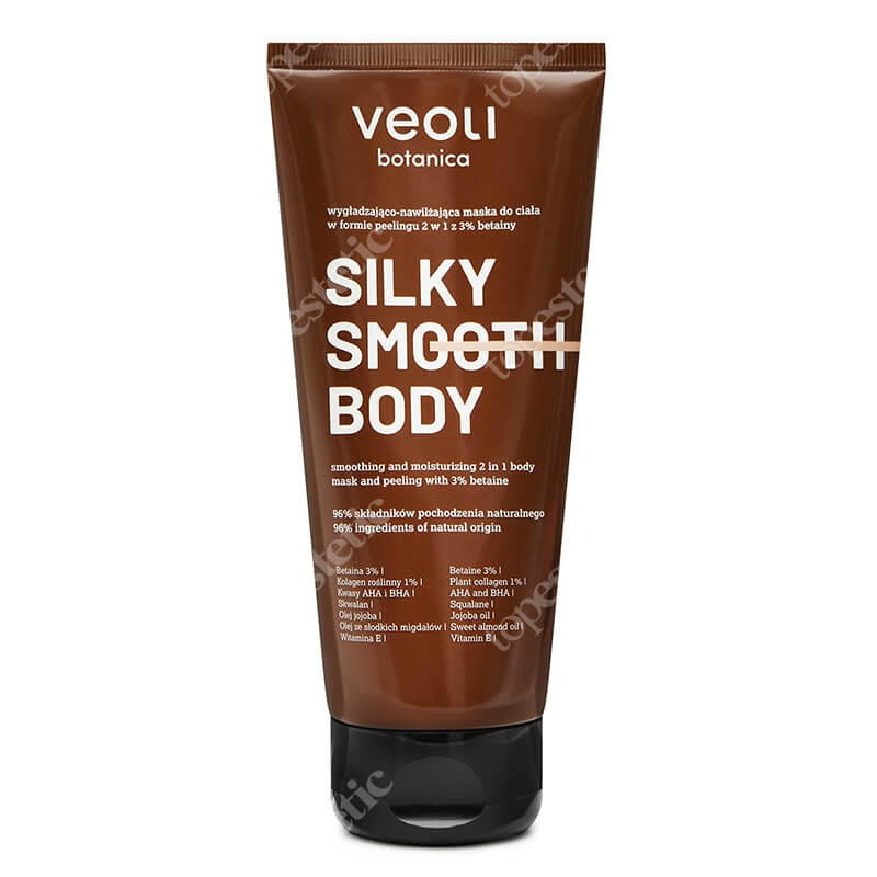 Veoli Botanica Silky Smooth Body wygładzająco - nawilżająca maska do ciała w formie peelingu 2w1 z 3 % betainy 180 ml