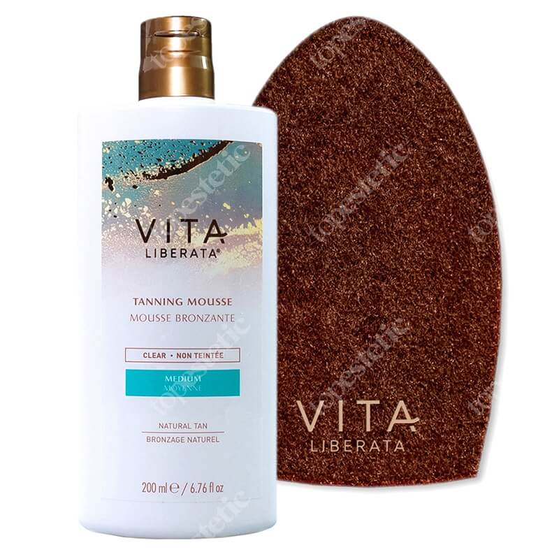 Vita Liberata Clear Tanning Mousse Pigment Free + Dual Sided Luxury Velvet Tanning Mitt ZESTAW Wodna pianka samoopalająca bez pigmentu 200 ml (kolor medium) + Dwustronna rękawica do aplikacji 1 szt