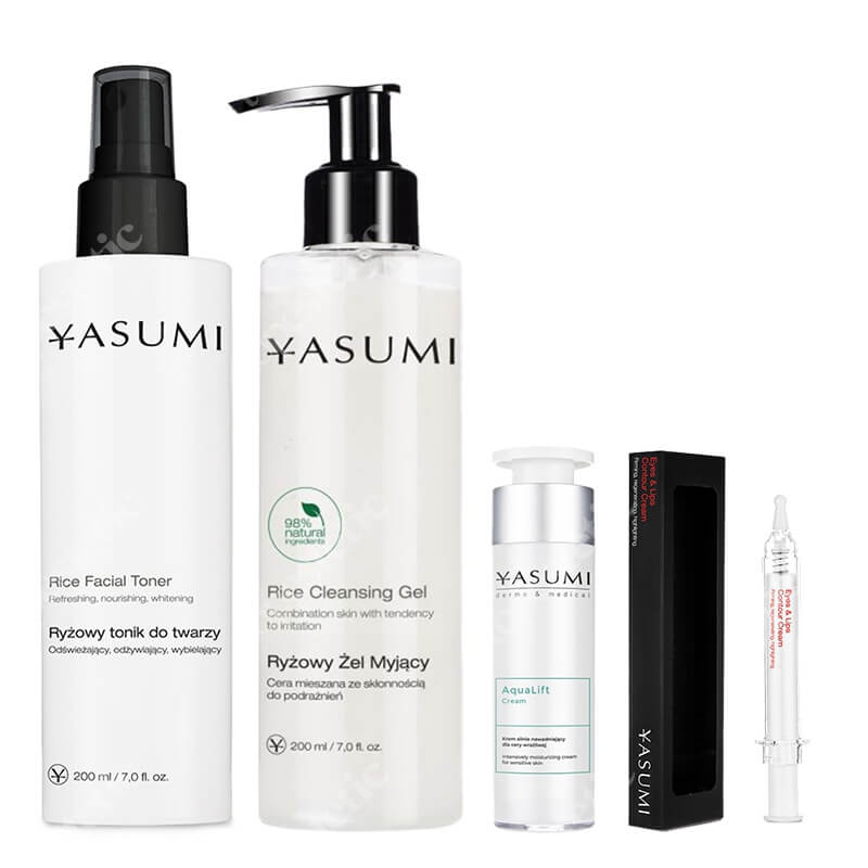 Yasumi AquaLift Day Care ZESTAW Żel 200 ml + Tonik 200 ml + Krem pod oczy 10 ml + Krem nawadniający 50 ml