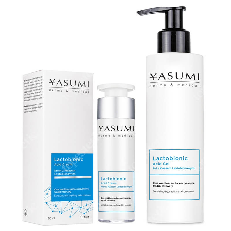 Yasumi Łagodzenie i Antyoksydacja ZESTAW Żel do mycia twarzy 200 ml + Krem z kwasem laktobionowym 50 ml