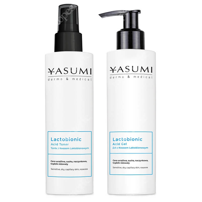 Yasumi Lactobionic Cleansing Kit ZESTAW Żel z kwasem laktobionowym 200 ml + Tonik z kwasem laktobionowym 200 ml