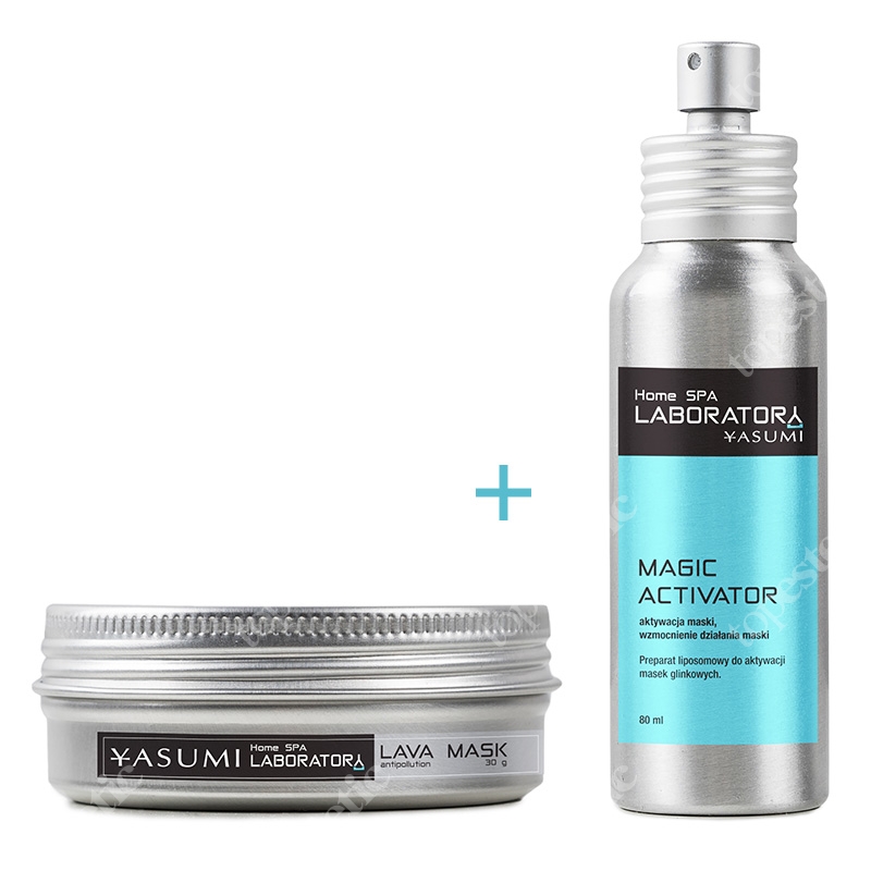 Yasumi Lava Mask Antipollution + Magic Activator ZESTAW Maska z węglem aktywnym 30 g + Aktywator do masek 80 ml