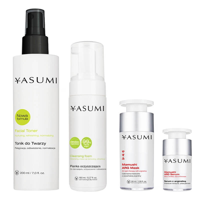 Yasumi Mamushi ARG Night Set ZESTAW Pianka 150 ml + Tonik 200 ml + Serum 15 ml + Maska na noc 30 ml