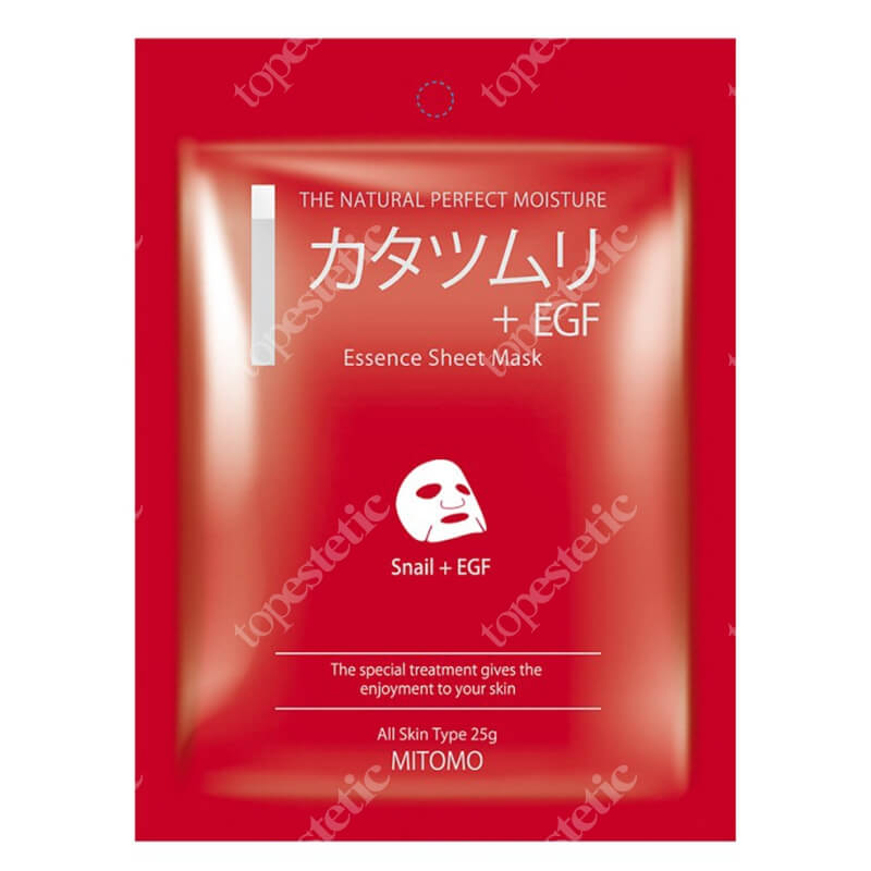 Yasumi Mitomo Snail + EGF Essence Mask Japońska maseczka do twarzy w płachcie ze śluzem ślimaka i EGF 1 szt