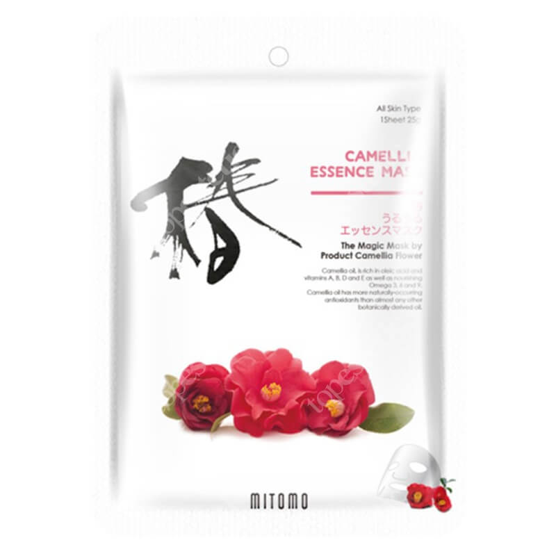 Yasumi Mitomo Uruuru Camellia Flower Essence Mask Japońska maseczka do twarzy w płachcie z ekstraktem z kamelii japońskiej 1 szt