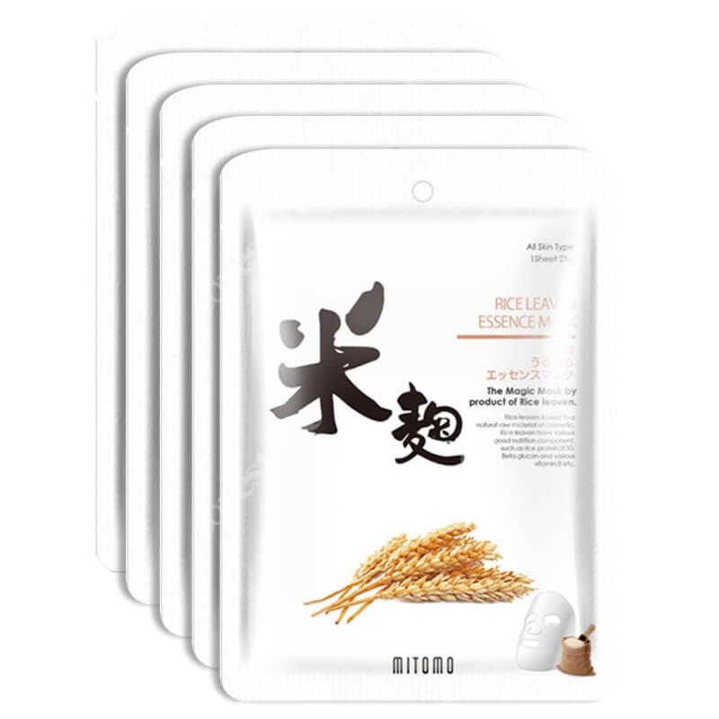Yasumi Mitomo Uruuru Rice Leaven Essence Mask ZESTAW Japońska maska do twarzy w płachcie z zakwasem ryżowym 5 szt