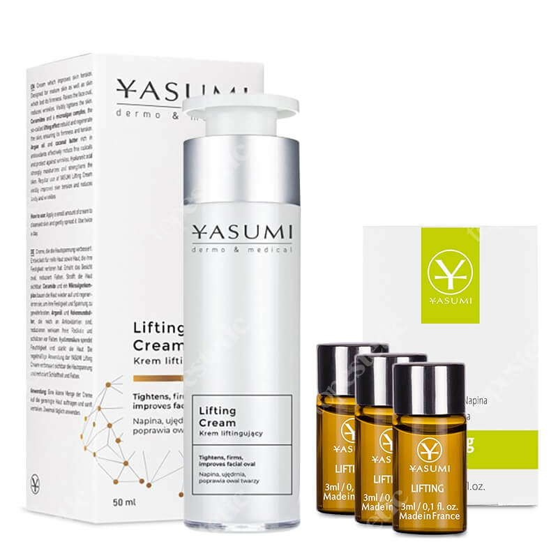 Yasumi Lifting i Odżywienie ZESTAW Ampułka silnie liftingująca 3 ml x 3 + Specjalistyczny krem liftingujący 50 ml