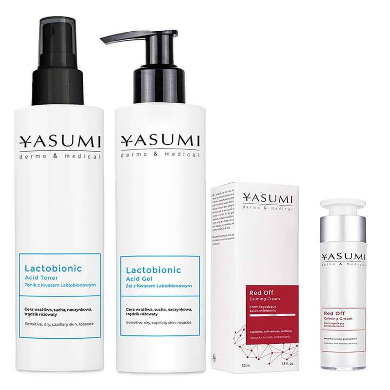 Yasumi Red Off Calming Set ZESTAW Żel 200 ml + Tonik 200 ml + Krem redukujący zaczerwienienia 50 ml