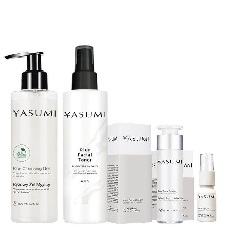 Yasumi Ryżowy Rytuał ZESTAW Żel 200 ml + Tonik 200 ml + Serum 15 ml + Krem 50 ml