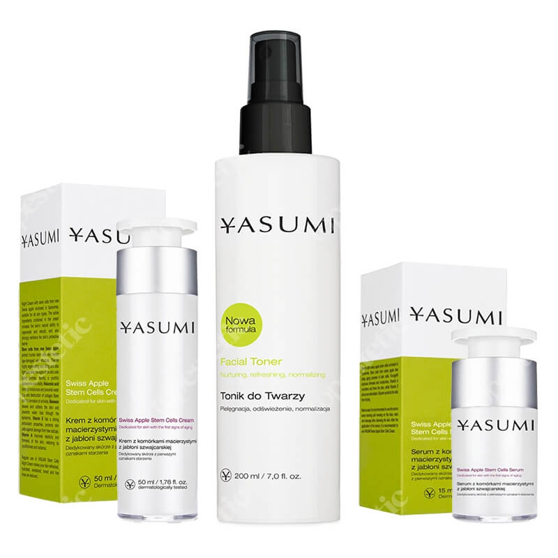 Yasumi Swiss Apple Set ZESTAW Tonik 200 ml + Serum z komórkami macierzystymi 15 ml + Krem z komórkami macierzystymi 50 ml