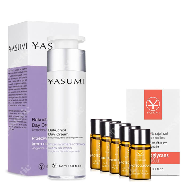 Yasumi Ujędrnienie i Nawilżenie ZESTAW Ampułka proteoglycans 3 ml x 5 + Krem na dzień z bakuchiolem 50 ml