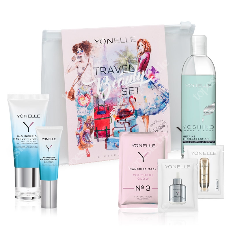 Yonelle Travel Beauty Set ZESTAW Podróżny 6 mini produktów 100 ml, 20 ml, 5 ml, 6 ml, 1 ml, 1,5 ml