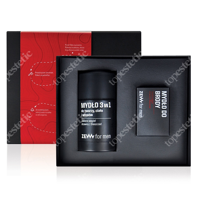 Zew For Men Komplet Brodacza ZESTAW Mydło do brody 85 ml + Mydło 3w1 do twarzy, ciała i włosów 85 ml