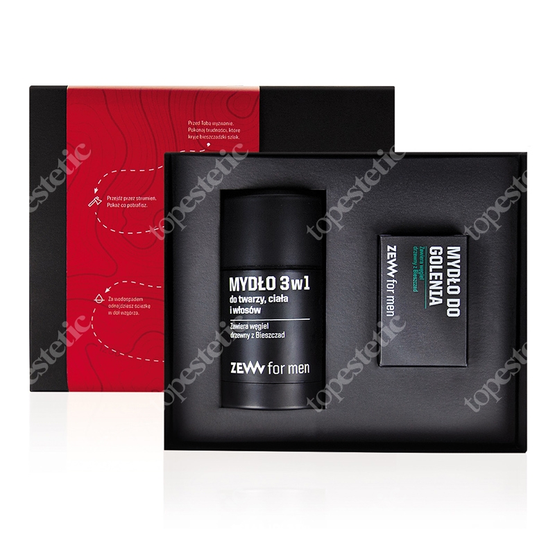 Zew For Men Komplet Golibrody ZESTAW Mydło do golenia 85 ml + Mydło 3w1 do twarzy, ciała i włosów 85 ml