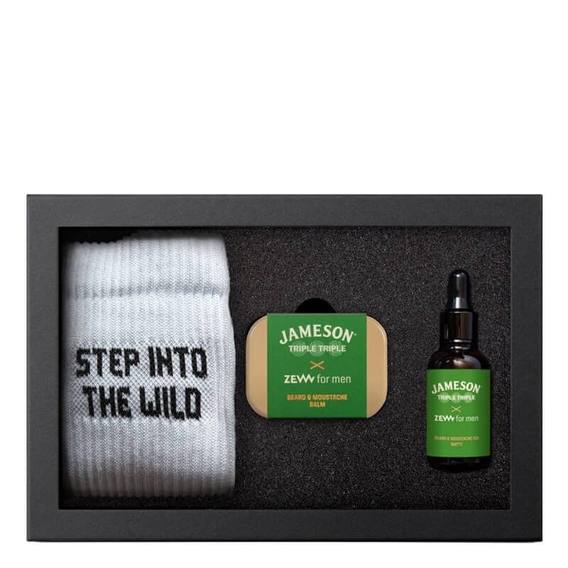 Zew For Men Nieokiełznany Drwal Jameson Triple z Olejkiem Matowym ZESTAW Olejek do brody matowy 30 ml + Balsam do brody i wąsów 80 ml + Skarpetki 1 para