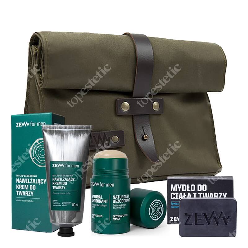Zew For Men Travel Basic Set ZESTAW Mydło 85 ml + Krem 80 ml + Dezodorant 80 g + Kosmetyczka 1 szt