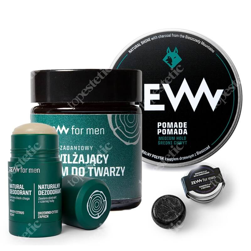 Zew For Men Travel Mini Set ZESTAW Szampon 2w1 5 ml + Pomada do włosów 50 ml + Krem 30 ml + Dezodorant w sztyfcie 30 g