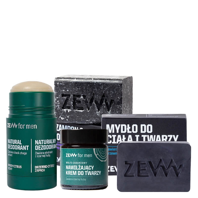 Zew For Men Travel Set ZESTAW Dezodorant w sztyfcie 80 g + Mydło do ciała 85 ml + Krem 30 ml + Szampon i odżywka 85 ml