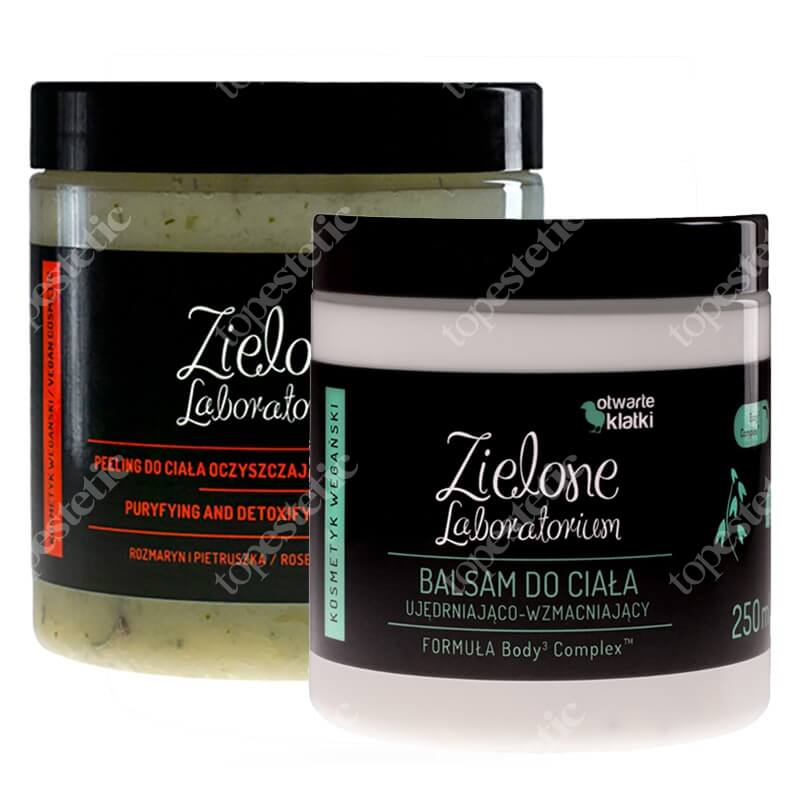 Zielone Laboratorium Balsam do Ciała Ujędrniająco-Wzmacniający + Peeling do ciała oczyszczająco-detoksykujący ZESTAW Body Complex 250 ml + Peeling rozmaryn i pietruszka 350 g