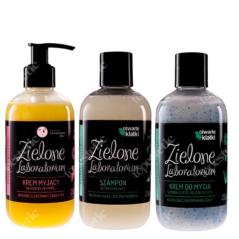 Zielone Laboratorium Pielęgnacja Ciała i Włosów ZESTAW Origanol i ekstrakt z nagietka 250 ml + Aloes i olejek pomarańczowy 250 ml + Proteiny owsa i zielona herbata 250 ml