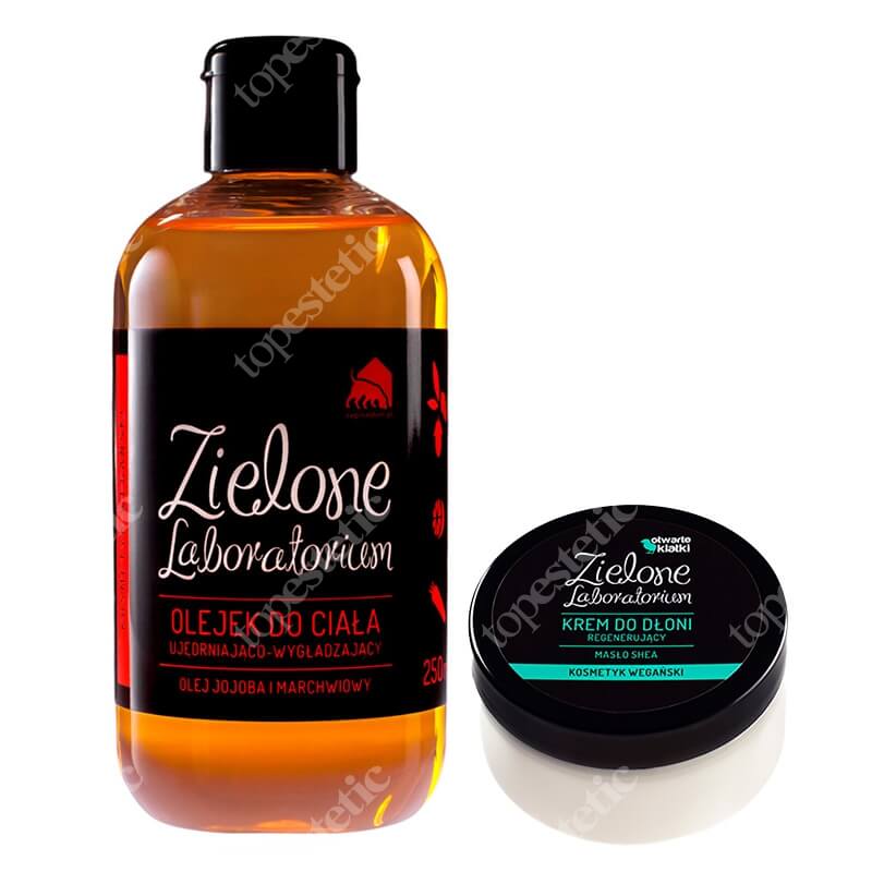 Zielone Laboratorium Regenerujący Krem Do Dłoni + Ujędrniający Olejek Do Ciała ZESTAW Masło shea 100 ml + Olej jojoba i marchwiowy 250 ml