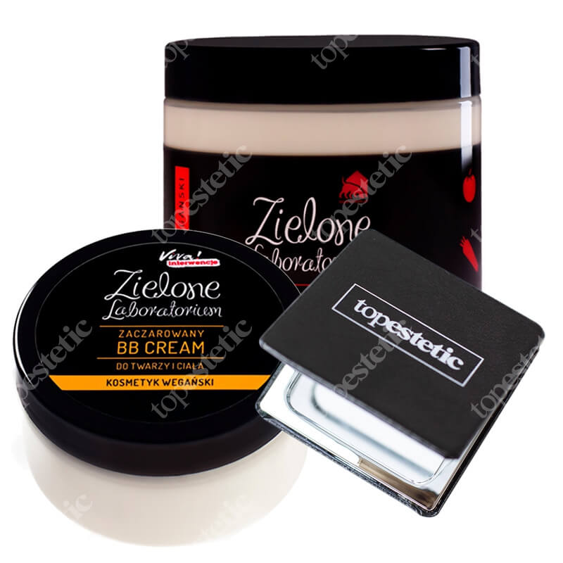Zielone Laboratorium Zestaw Poprawiający Koloryt Skóry ZESTAW Krem BB 100 ml + Balsam do ciała 250 ml + Kwadratowe lusterko kieszonkowe 1 szt