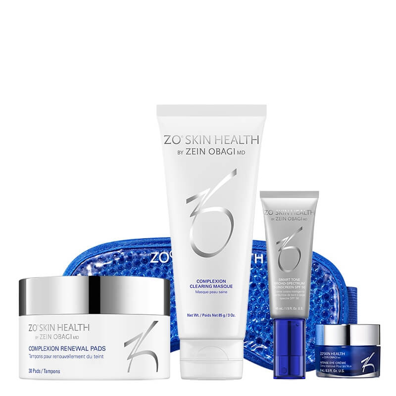 ZO Skin Health Pielęgnacja dla Skóry Normalnej i Tłustej ZESTAW Maska oczyszczająca 85 g + Płatki oczyszczające 30 szt + Krem z filtrem 45 ml + Krem pod oczy 8ml + Maska 1 szt