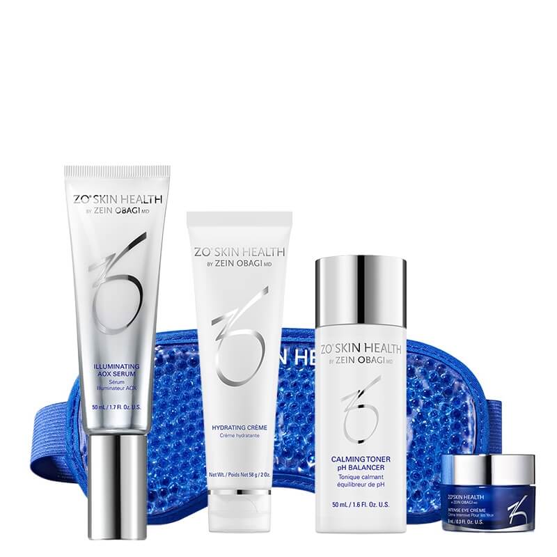 ZO Skin Health Pielęgnacja Regenerująca ZESTAW Krem naprawczy 58 g + Kojący tonik 50 ml + Skoncentrowane serum antyoksydacyjne 50 ml + Krem pod oczy 8 ml + Maska chłodząca 1 szt