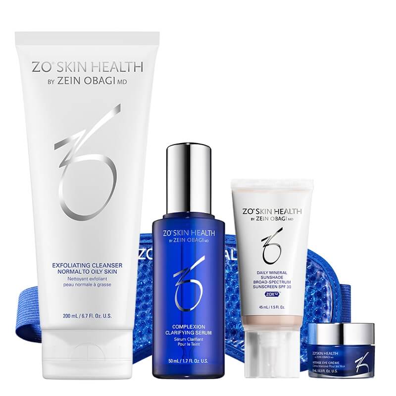 ZO Skin Health Pielęgnacja Skóry z Niedoskonałościami ZESTAW Żel oczyszczający 200 ml + Serum na niedoskonałości 50 ml + Mineralny krem przeciwsłoneczny 45 ml + Krem pod oczy 1 szt + Maska 1 szt