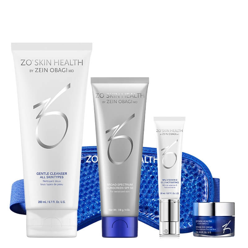 ZO Skin Health Pielęgnacja Skóry z Przebarwieniami ZESTAW Preparat oczyszczający 200 ml + Serum z samoaktywującą się witaminą C 20 ml + Krem z filtrem 118 g + Krem pod oczy 8ml + Maska 1 szt