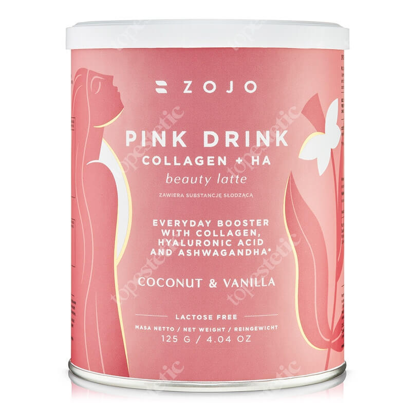 Zojo Pink Drink Collagen + HA Beauty Latte Latte z kolagenem o smaku kokosa i wanilii 125 g