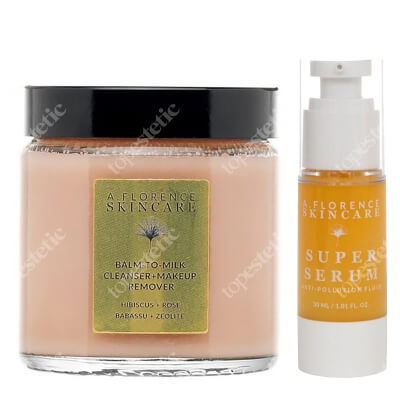 A.Florence Skincare Balm To Milk Cleanser Make-Up Remover + Super Serum Fluid ZESTAW Mleczny balsam myjący 120 ml + Fluid antysmogowy z witaminą C, 30 ml