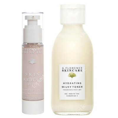 A.Florence Skincare Codzienne Nawilżenie ZESTAW Nawilżający tonik z ceramidami i kwasem hialuronowym 150 ml + Krem odżywczy do skóry suchej, wrażliwej, podrażnionej 50 ml