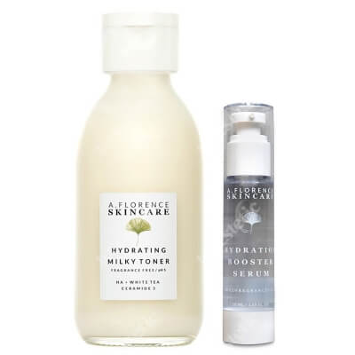 A.Florence Skincare Hydration Booster Serum + Hydrating Milky Toner ZESTAW Serum nawadniające z kwasem hialuronowym 50 ml + Nawilżający tonik z ceramidami i kwasem hialuronowym 150 ml