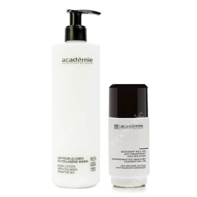 Academie Body Care ZESTAW Dezodorant po depilacji 50 ml + Mleczko do ciała z kolagenem dla skóry wrażliwej 400 ml