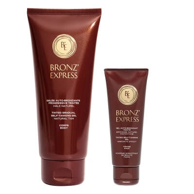 Academie Bronz Skin ZESTAW Brązujący żel do twarzy 75 ml + Żel stopniowo opalający na ciało 200 ml