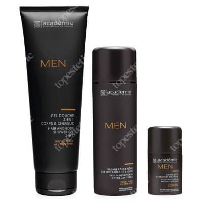 Academie Men Care Set ZESTAW Żel do golenia 2w1 150 ml + Balsam nawilżająco-matujący 50 ml + Żel pod prysznic dla mężczyzn 2w1 250 ml