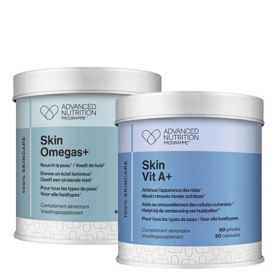 Advanced Nutrition Pr. Skin Vit A + + Skin Omegas + ZESTAW Witamina A dla zdrowej skóry oraz witamina D 60 kaps. + Witamina A dla zdrowej skóry oraz omega 3 i 6, 60 kaps.