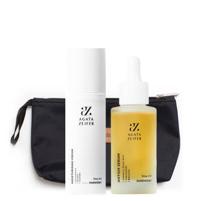 Agata Zejfer Self - Care Concept Antiox Serum HARMONY + Moisturising Cream HARMONY ZESTAW Serum antyoksydacyjne 50 ml + Krem nawilżający 50 ml + Kosmetyczka 1 szt