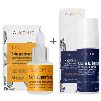 Alkmie Nature is better + Skin Superfood ZESTAW Krem na okolice oczu 15 ml + Multiwitaminowy olejek z superowocami 15 ml