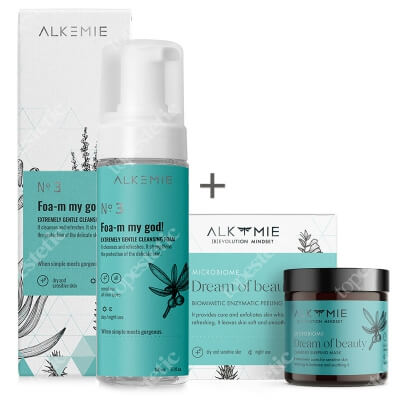Alkmie Microbiome Night Care ZESTAW Pianka do mycia i demakijażu twarzy 150 ml + Wyciszająca nocna maska-krem 60 ml