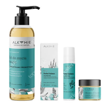 Alkmie Microbiome Set ZESTAW Żel do mycia 150 ml + Wyciszająca nocna maska-krem 15 ml + Krem 50 ml
