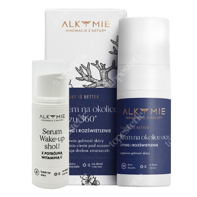 Alkmie Nature is better + Wake Up Shot Travel Size ZESTAW Krem na okolice oczu 15 ml + Serum z potrójną witaminą C 5 ml
