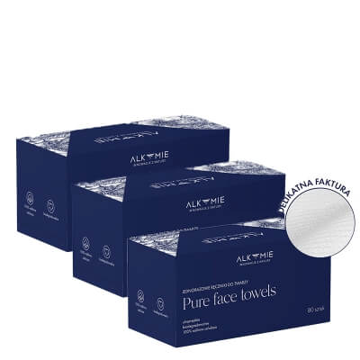 Alkmie Pure Face Towels Blue Box Set ZESTAW Jednorazowe ręczniki do twarzy 80 szt x 3